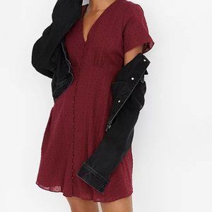 Madewell Button-Front Swing Dress in Swiss Dot